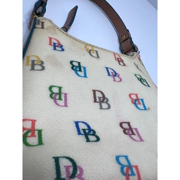 Dooney & Bourke Itsy Bitsy Ivory Multi-Color SIG Coated Canvas Zip MIni Handbag - Picture 6 of 14
